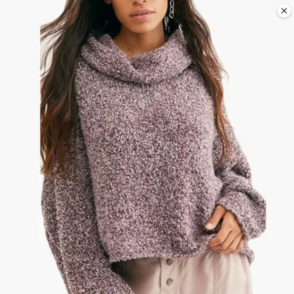 Free People BFF Cowl Neck Pullover Sweater Bittersweet Purple Size XL